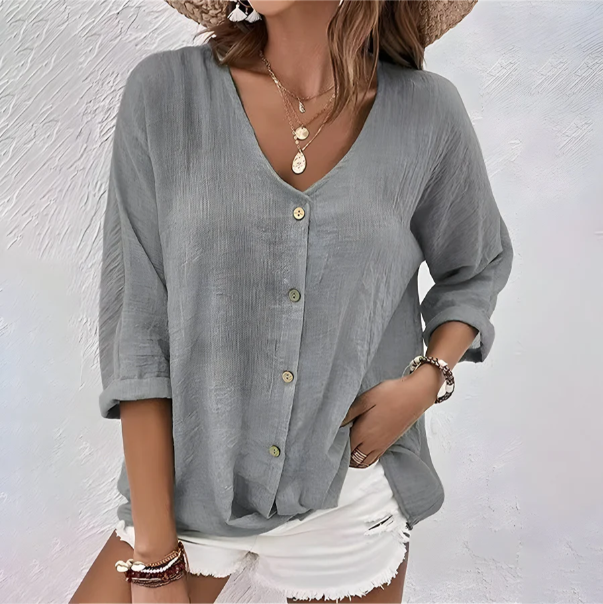 Button-Up Blouse Women Relaxed Fit Casual