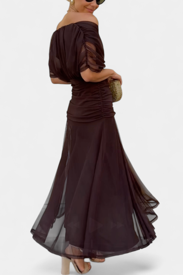 Elegant Off-Shoulder Dress Women Slim Fit Evening