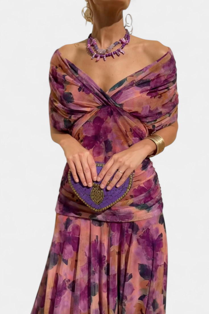 Elegant Off-Shoulder Dress Women Slim Fit Evening