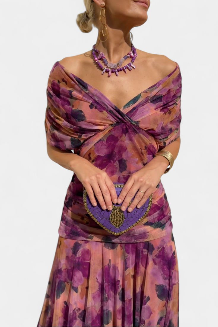 Elegant Off-Shoulder Dress Women Slim Fit Evening