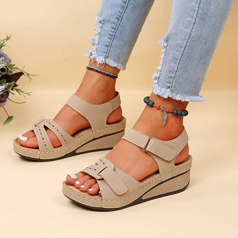 Wedge Sandals Women Adjustable Straps Summer Casual