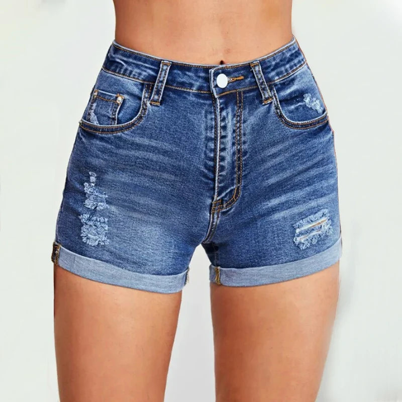 High-Waisted Distressed Shorts Women Regular Fit Casual Summer