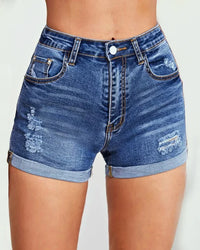 High-Waisted Distressed Shorts Women Regular Fit Casual Summer
