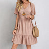Vintage Ruffle Neck Dress Women Relaxed Fit Casual Summer