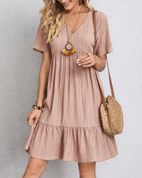 Vintage Ruffle Neck Dress Women Relaxed Fit Casual Summer