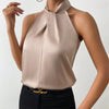 Sleeveless Silk Top Women Loose Fit Elegant Business Casual