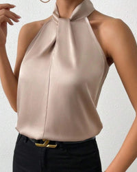Sleeveless Silk Top Women Loose Fit Elegant Business Casual