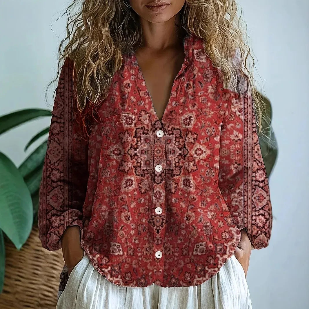Blouse Women Relaxed Fit Casual Summer Nature Print