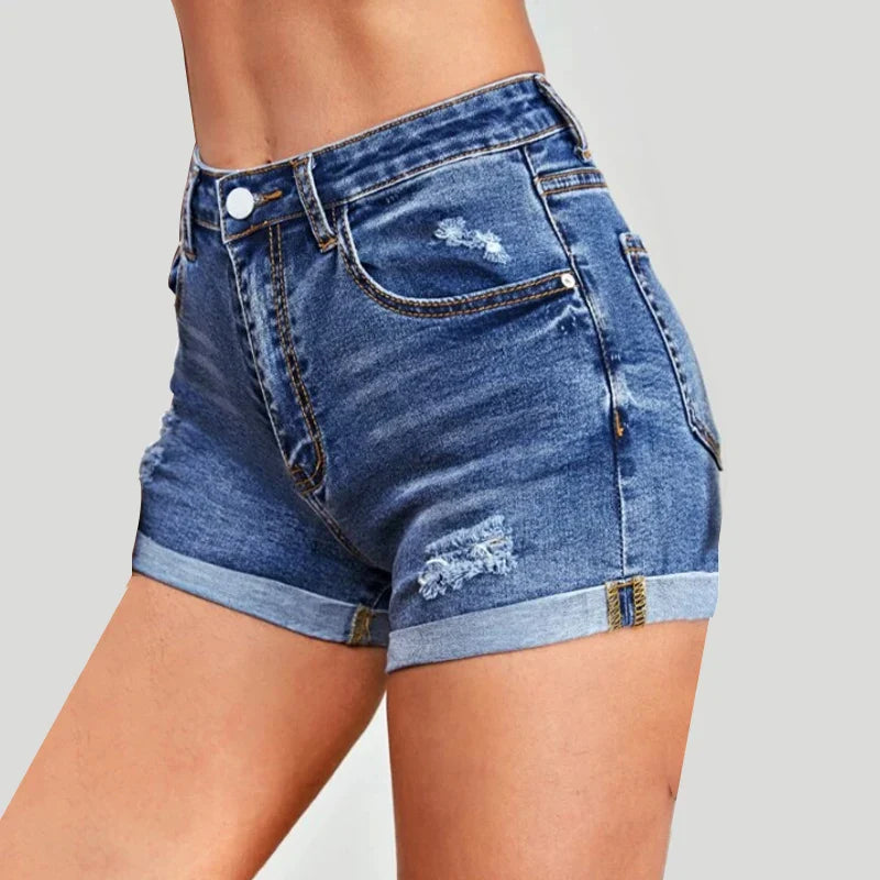 High-Waisted Distressed Shorts Women Regular Fit Casual Summer