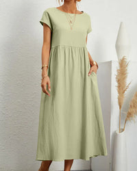 O-neck Vintage Dress Women Relaxed Fit Casual Summer