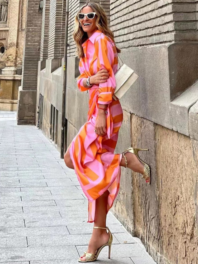 Summer Maxi Wrap Dress Women Regular Fit Casual