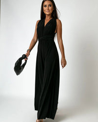 Sleeveless V-Neck Wide Leg Jumpsuit Women Regular Fit Formal