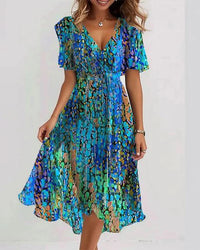 Summer Wrap Dress Women Fitted Casual