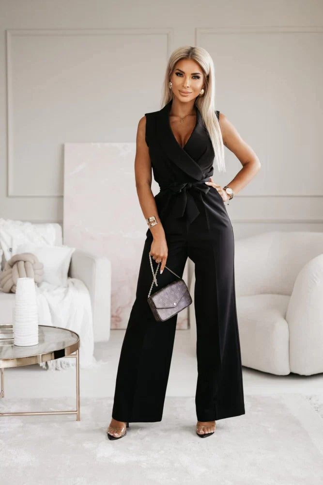 Sleeveless Wide-Leg Jumpsuit Women Slim Fit Formal