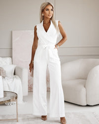 Sleeveless Wide-Leg Jumpsuit Women Slim Fit Formal