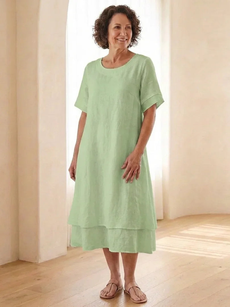 Layered Midi Dress Women Relaxed Fit Casual