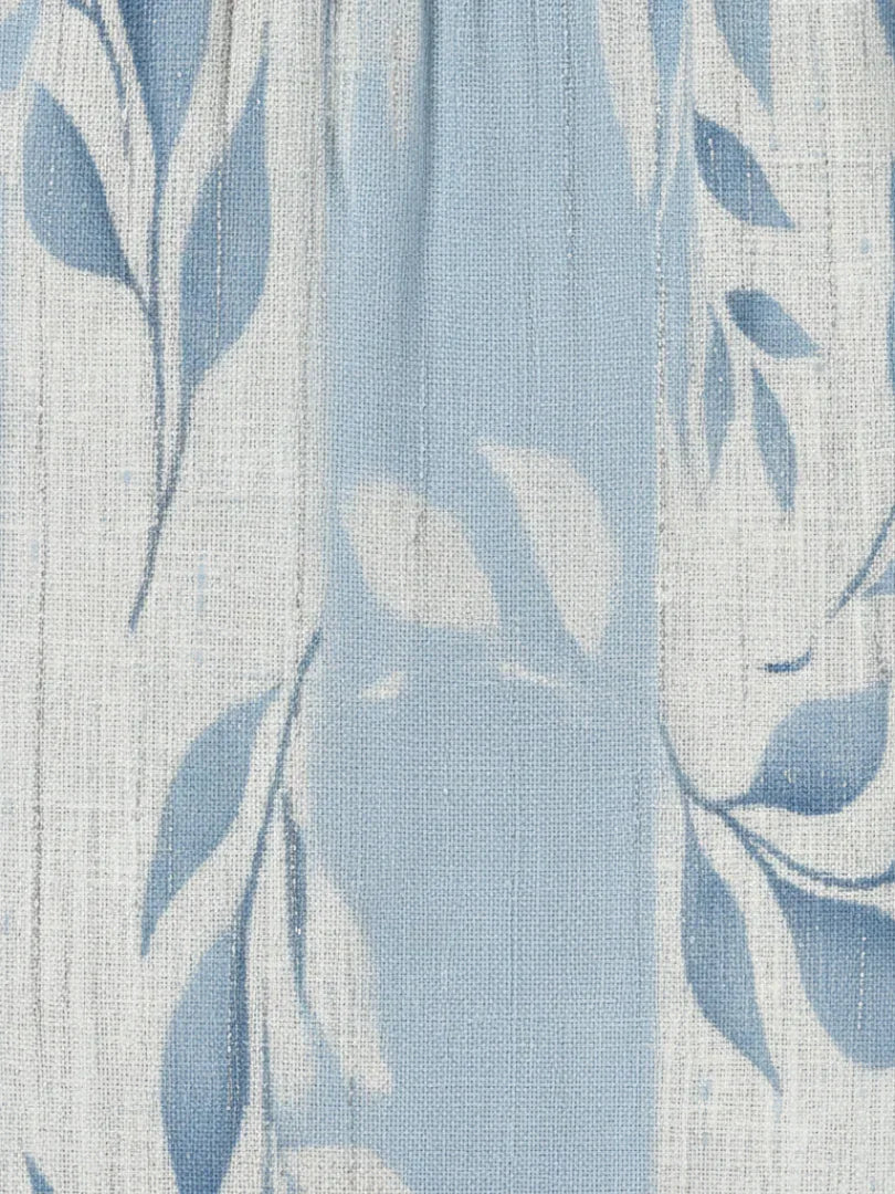 Sleeveless Blue Leaf Pattern Midi Dress Women Relaxed Fit Casual Summer