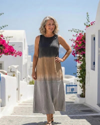 Sleeveless Ombre Midi Dress Women Relaxed Fit Casual Summer