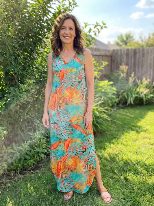 Maxi Dress Women Relaxed Fit Casual Sleeveless with Pockets