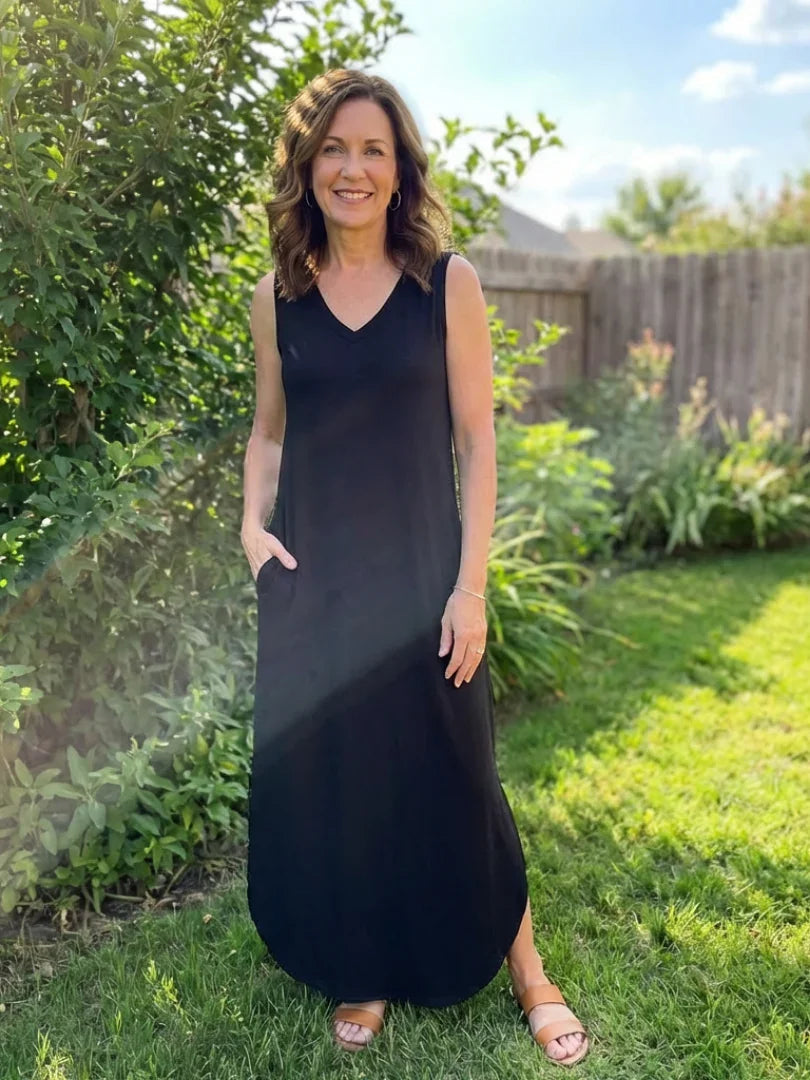 Maxi Dress Women Relaxed Fit Casual Sleeveless with Pockets
