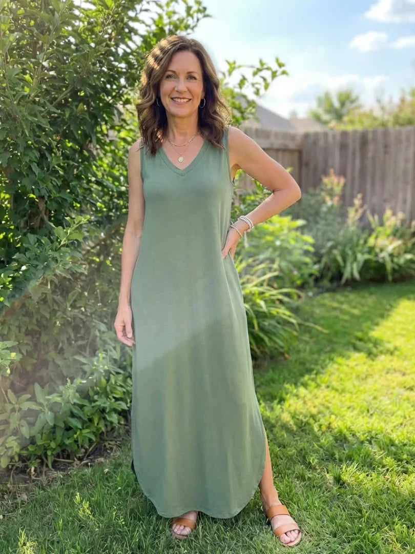 Maxi Dress Women Relaxed Fit Casual Sleeveless with Pockets