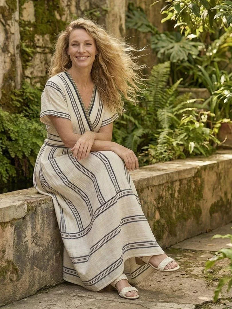 Midi Wrap Dress Women Regular Fit Casual Summer