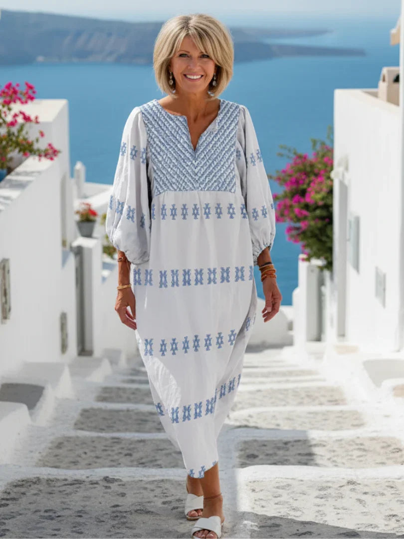 Maxi Dress Women Relaxed Fit Casual Embroidered