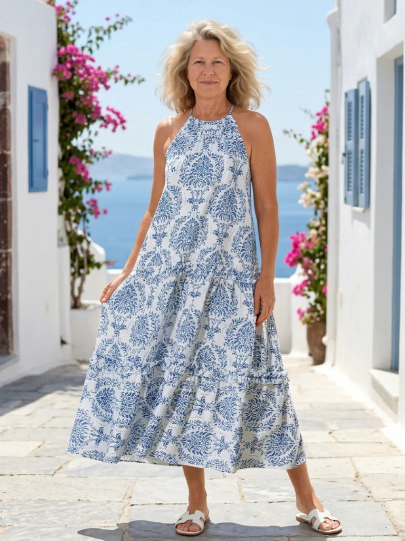 Sleeveless High Neck Midi Dress Women Relaxed Fit Casual
