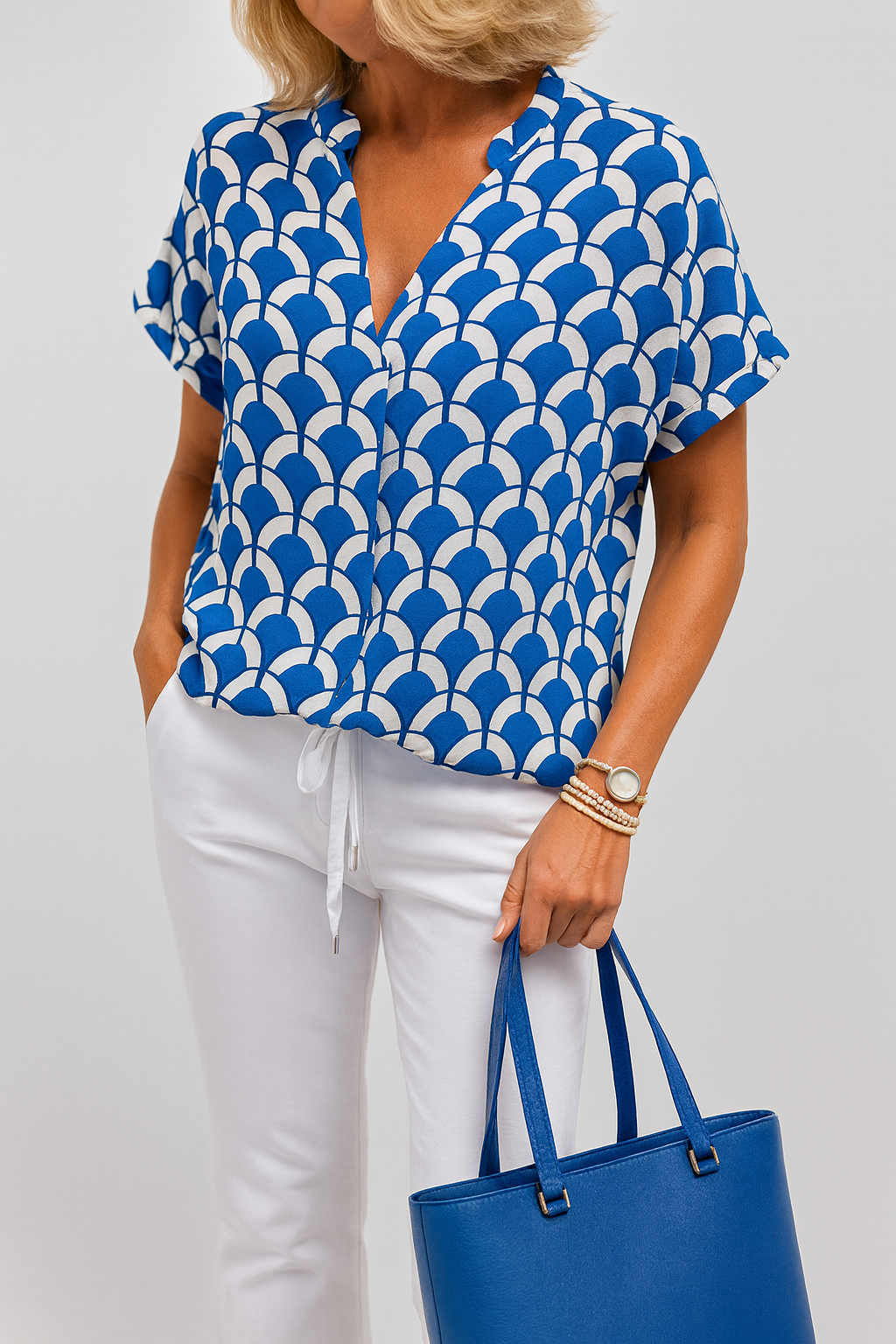 Top Women Relaxed Fit Casual Tie Hem Print