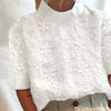 Top Women Relaxed Fit Casual Embroidered Standing Collar Shirt