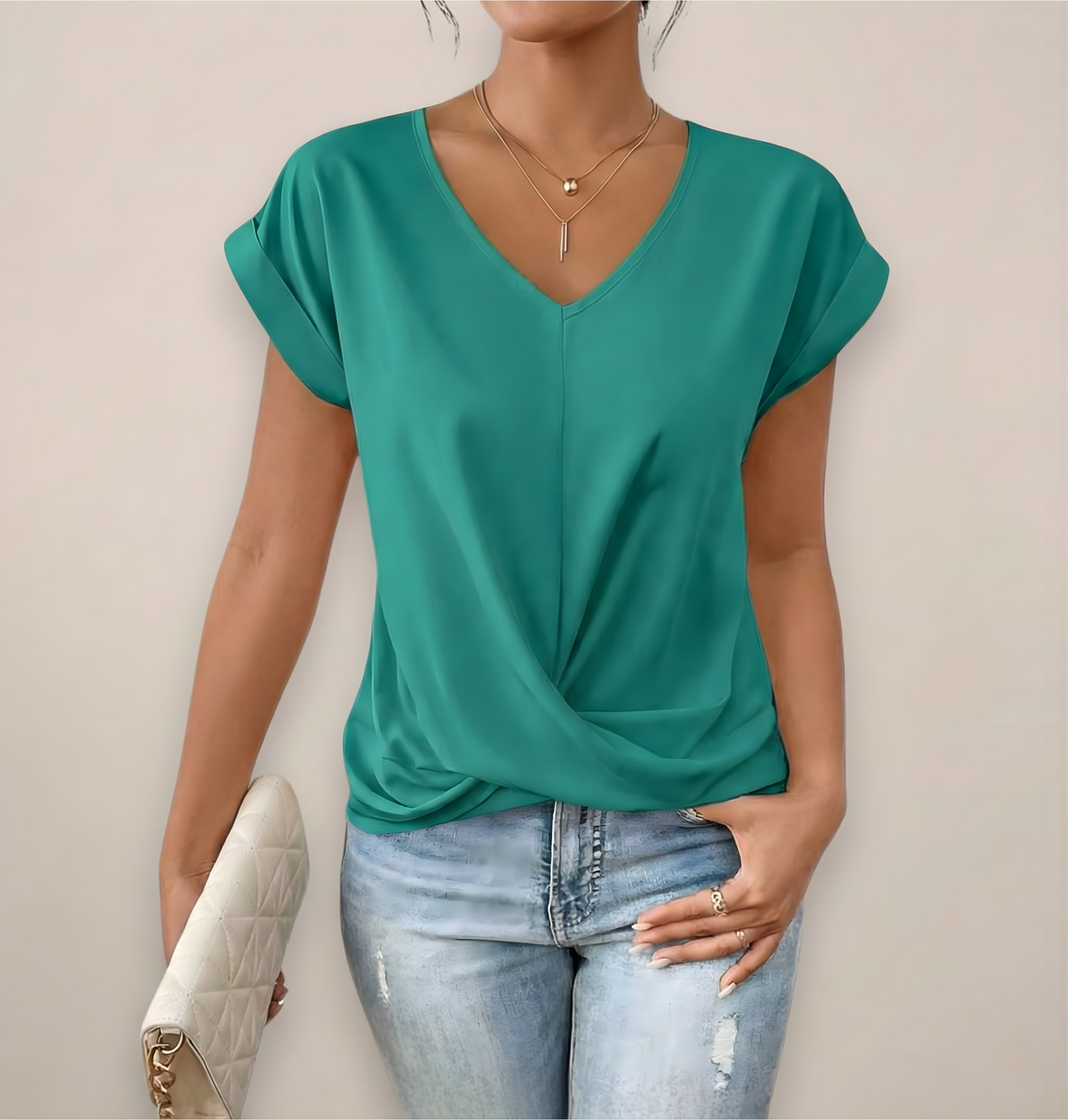 Short Sleeve Twist Front Top Women Relaxed Fit Casual Summer