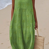 Sleeveless Dress Women Regular Fit Casual Embroidered
