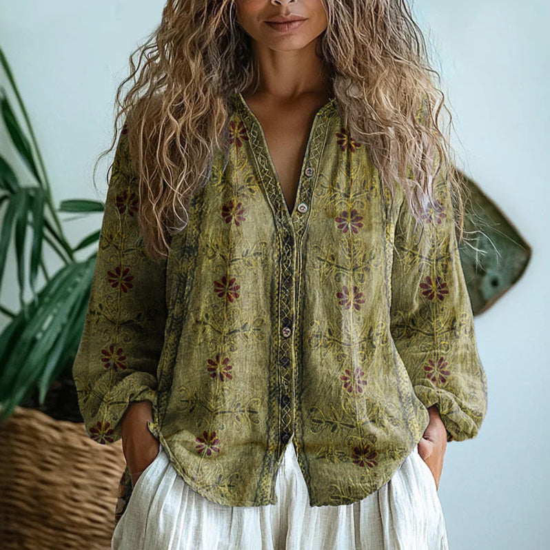 Blouse Women Relaxed Fit Casual Summer Nature Print
