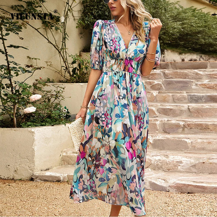 Midi Dress Women Regular Fit Casual Summer