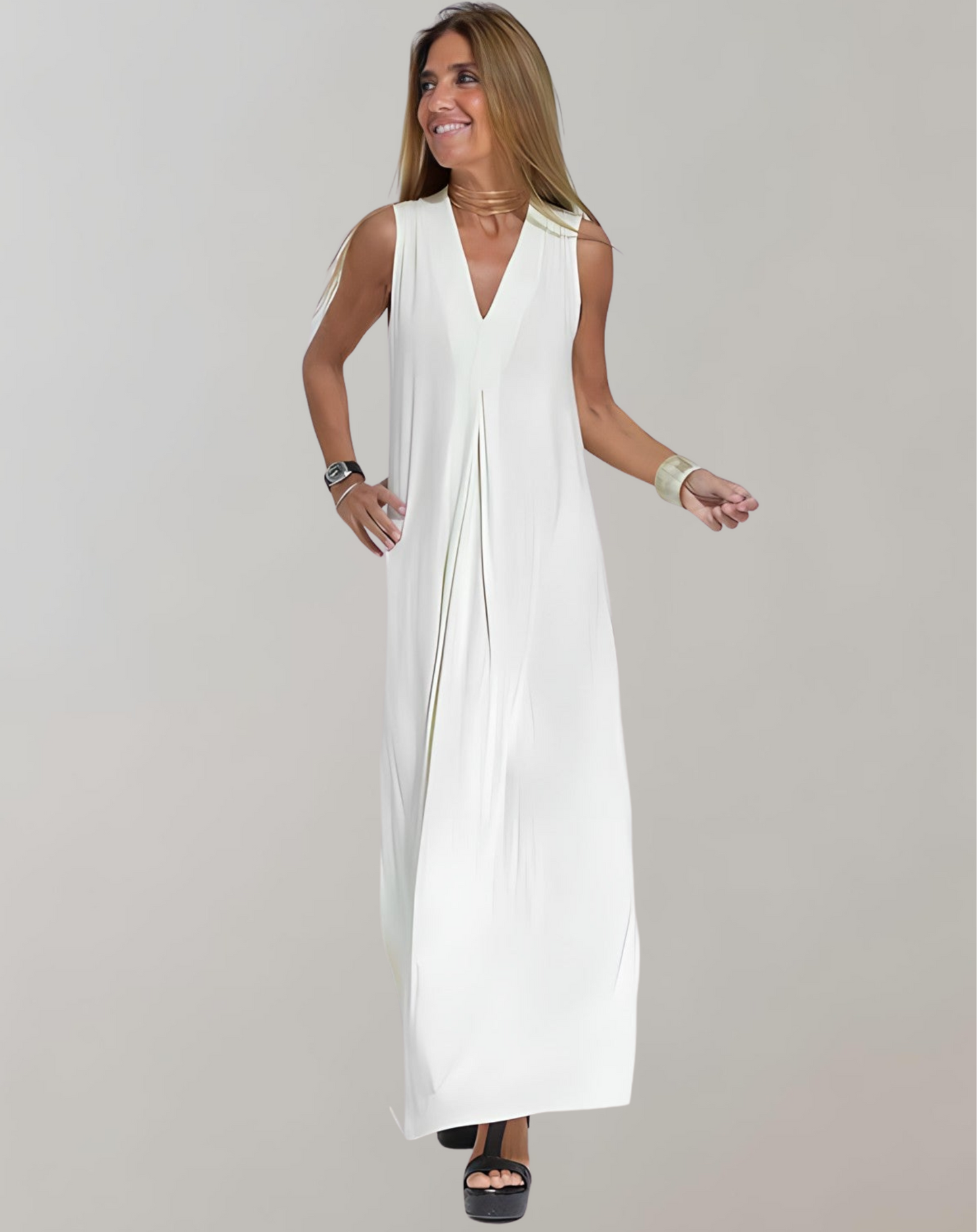Maxi Dress Women Slim Fit Casual Summer V-Neck