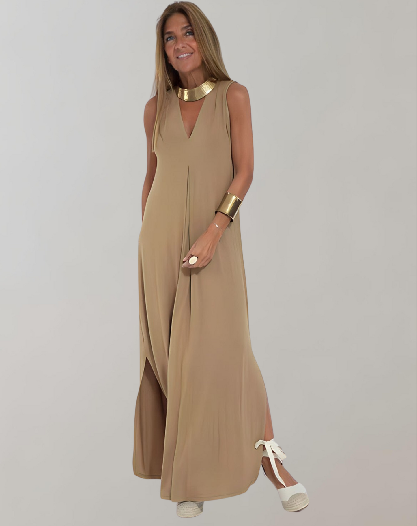 Maxi Dress Women Slim Fit Casual Summer V-Neck