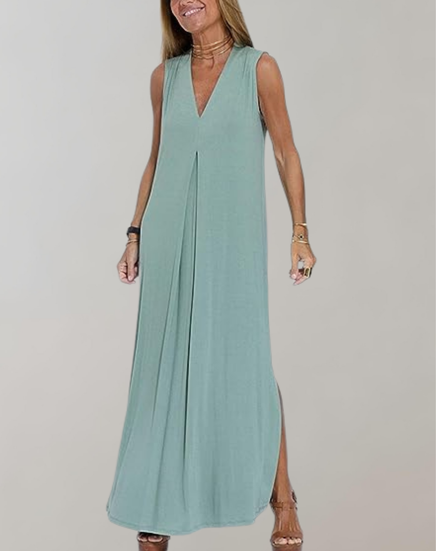 Maxi Dress Women Slim Fit Casual Summer V-Neck