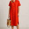 Women's Button-Up Summer Maxi Dress – Relaxed V-Neck Fit for Warm Days