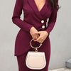 Women’s Long Sleeve Knee Dress – Elegant Office Wear – Structured Fit – All-Season