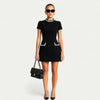 Women’s Mini Dress with Pearl Trim and Pocket Detailing