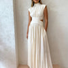 Women’s Mock Neck Maxi Dress – Sleeveless Romantic Style for Work, Holidays, and Parties
