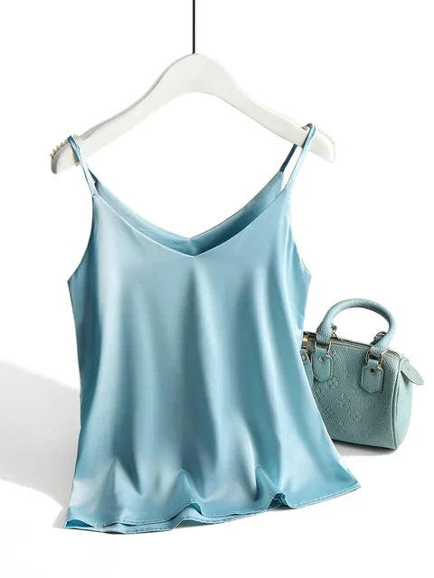 Satin Cami Top Women Minimalist Fit Casual Summer