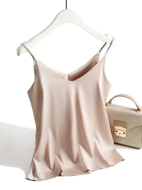 Satin Cami Top Women Minimalist Fit Casual Summer