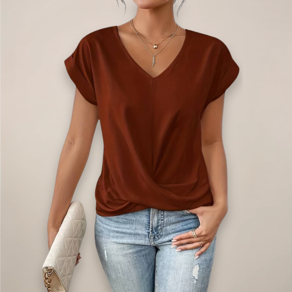 Short Sleeve Twist Front Top Women Relaxed Fit Casual Summer