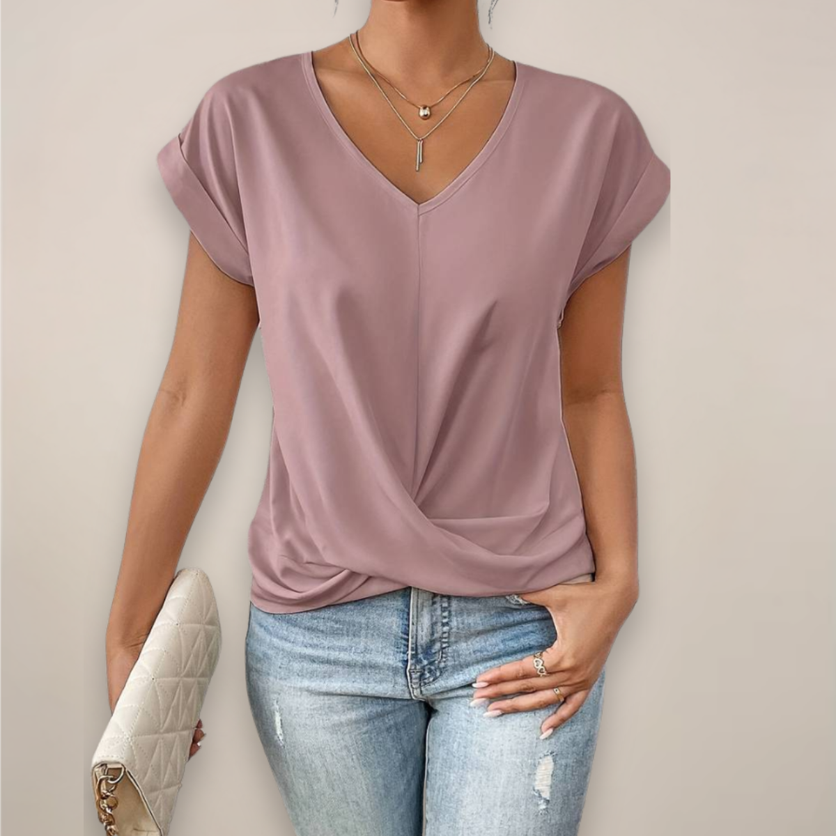 Short Sleeve Twist Front Top Women Relaxed Fit Casual Summer