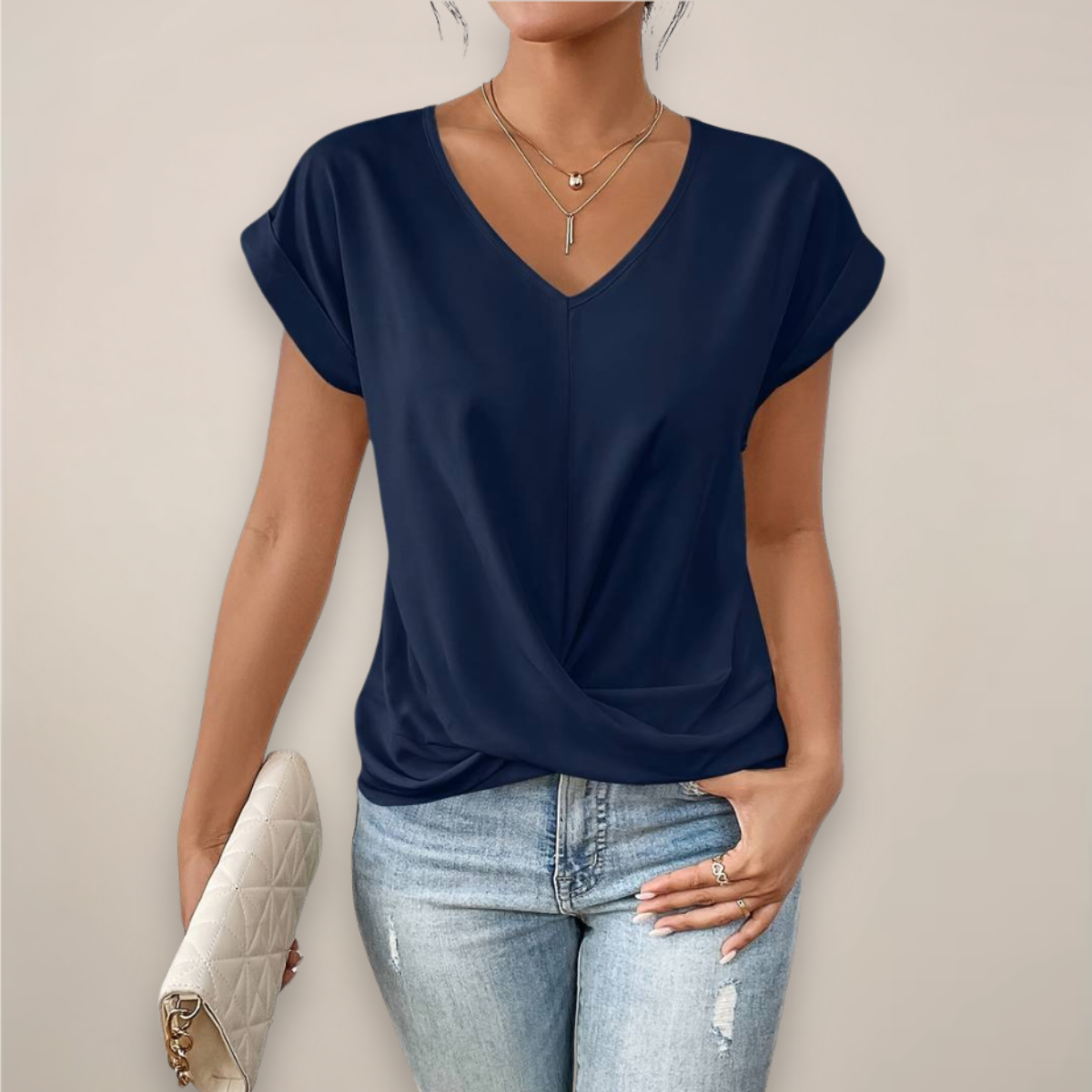 Short Sleeve Twist Front Top Women Relaxed Fit Casual Summer