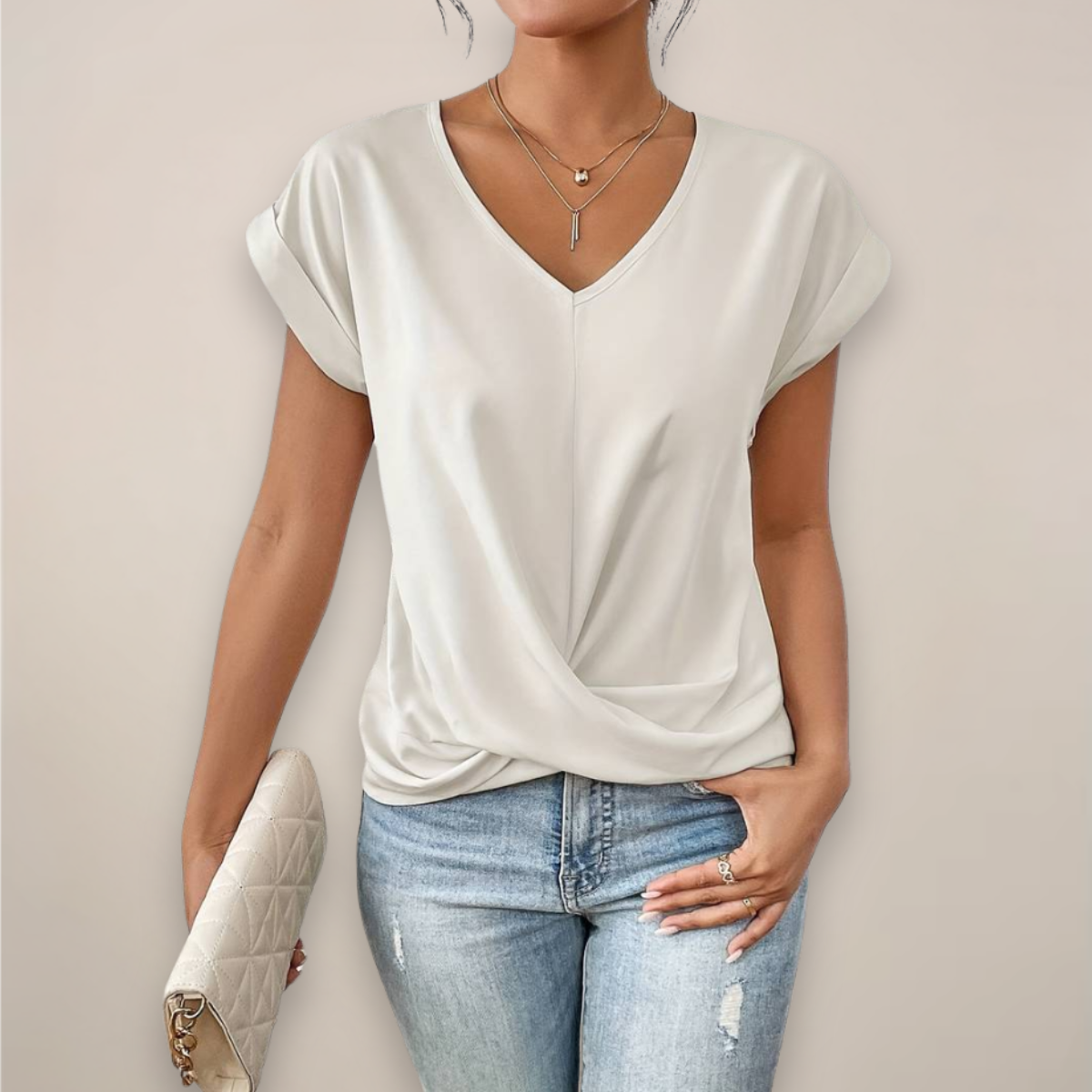 Short Sleeve Twist Front Top Women Relaxed Fit Casual Summer