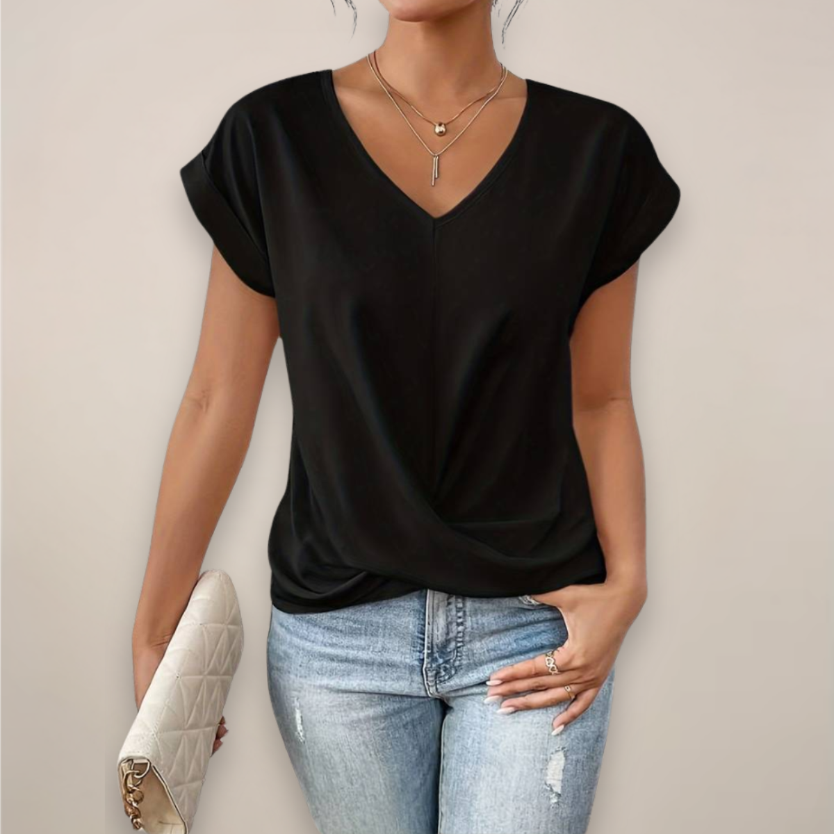 Short Sleeve Twist Front Top Women Relaxed Fit Casual Summer