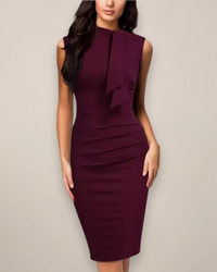 Women’s Sleeveless Sheath Midi Dress – V-Neck Wrap Style for Work and Events