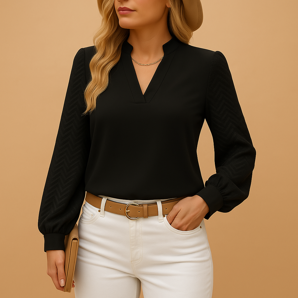 V-Neck Top Women Flowy Fit Casual Workwear